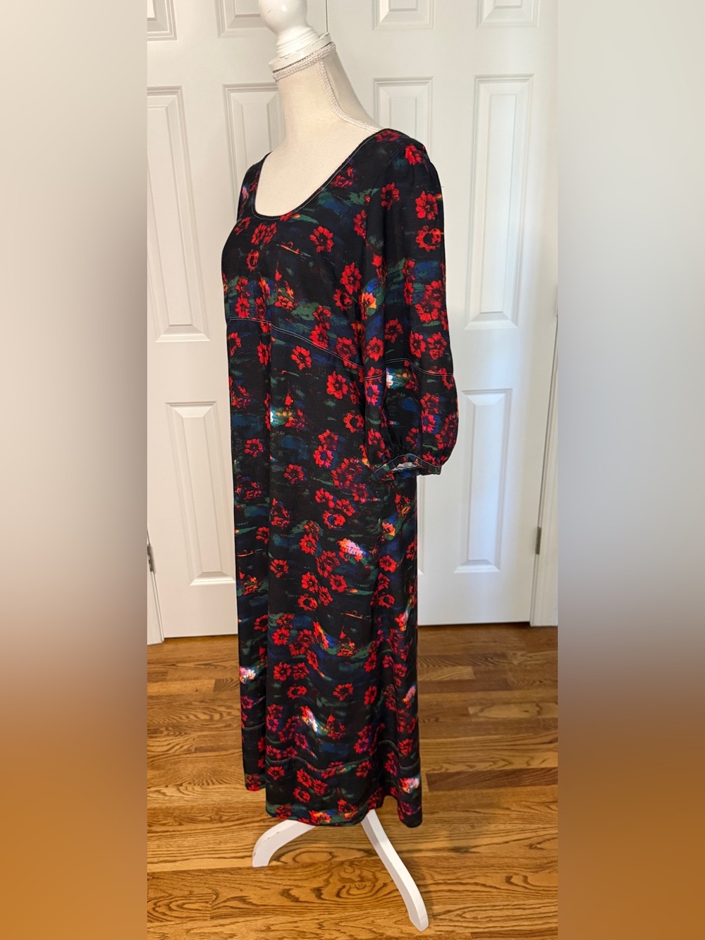 Rachel Comey Target Dark Floral Empire Waist Midi Dress Pockets Women's 8 Boho